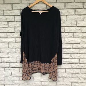 LOGO by LG Black V-neck Tunic Sweater 1X